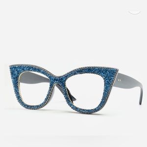 Mind for Bloomingdales Cat Eye Crystal Blue Rhinestone Reading Glasses…
